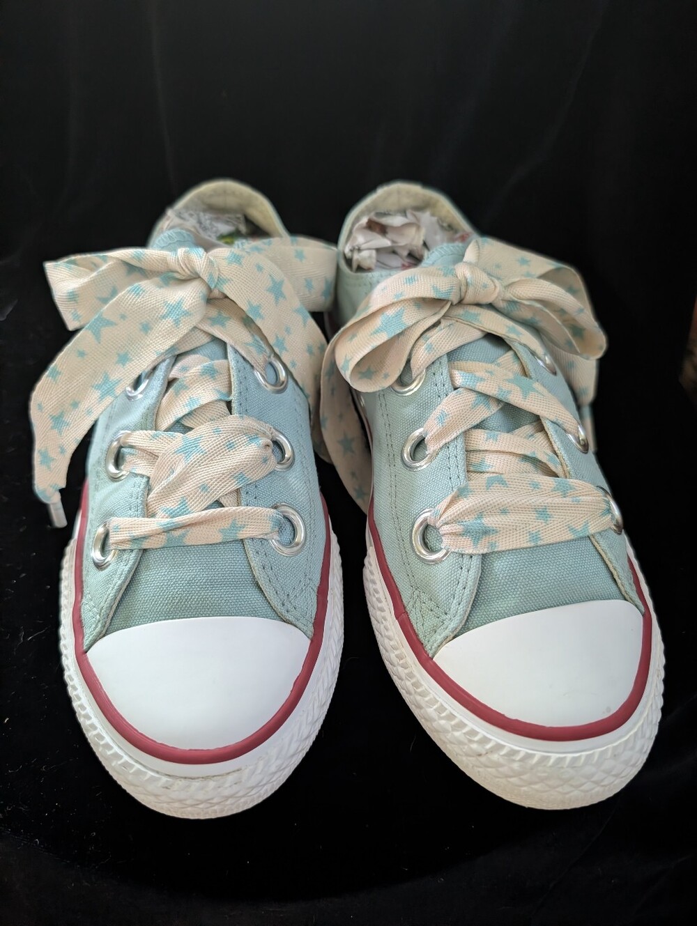 Converse Kids Light Blue Canvas Sneakers with Star Laces